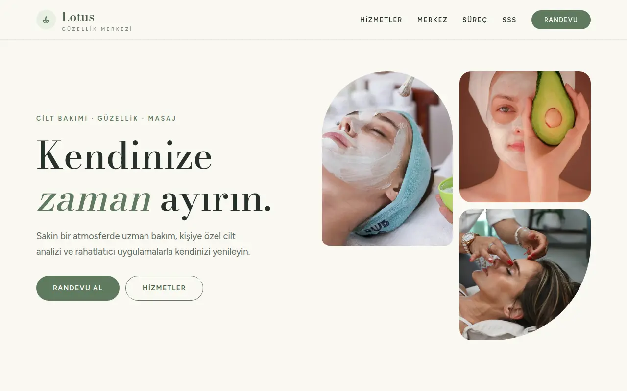 Güzellik Merkezi & Cilt Bakımı Web Sitesi — Lotus